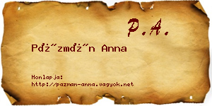 Pázmán Anna névjegykártya