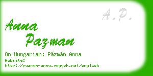 anna pazman business card